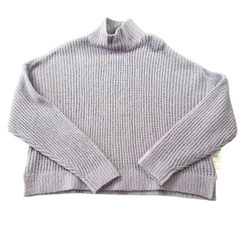 Spiritual Gangster Eva Funnel Neck Sweater Lavender Purple Ribbed Knit NWT Large